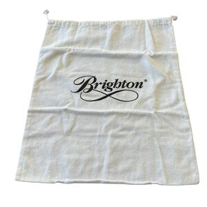 Brighton White Drawstring Bag 14 x 15 “